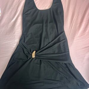 White Fox Boutique Black Mini Dress with Gold Accent